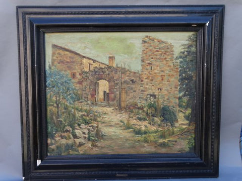 Mediterranean Villa Oil on Canvas c 1920s