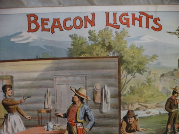 BEACON LIGHTS Original Silent movie poster Circa 1910 Banditos p1458