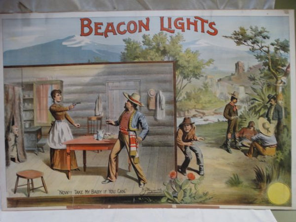 BEACON LIGHTS Original Silent movie poster Circa 1910 Banditos p1458