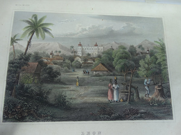 Engraving, Hand Painted, “LEON” (Central America)