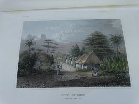 Engraving, Hand Painted “City of Leon”, by Meyer 1848-1852