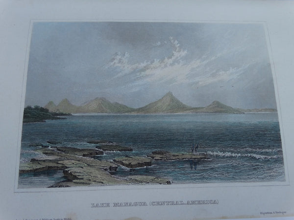 Engraving, Hand Painted, “Lake Managua (Central America)”, 1848-1852.