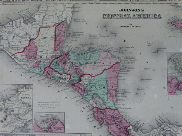 Hand Colored Map, “Johnson’s Central America”