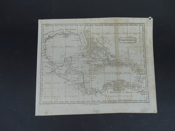 Uncolored Copperplate Engraving, “West Indies” from Guthries Geography, 1815