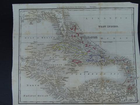Two Engraving, Hand Painted Maps of The West Indies and Guyana 1836