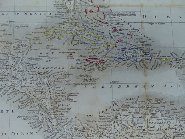 Two Engraving, Hand Painted Maps of The West Indies and Guyana 1836