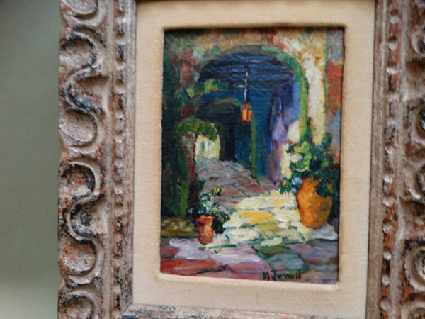 M. Jewell: Spanish Courtyard oil on canvas