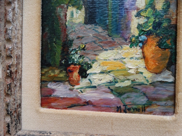 M. Jewell: Spanish Courtyard oil on canvas