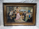 Vintage Spanish Bar Scene Painting