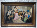 Vintage Spanish Bar Scene Painting