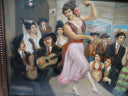 Vintage Spanish Bar Scene Painting