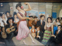 Vintage Spanish Bar Scene Painting