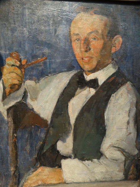 Ejnar Hansen, portrait of a young man with pipe