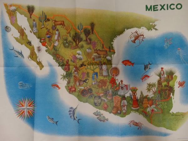 Luis Covarrubias Folded Illustrated Map