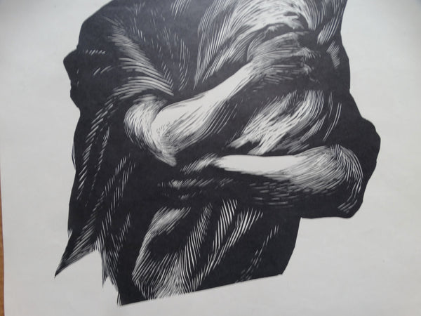 Andrea Gomez "Woman and Child" woodcut