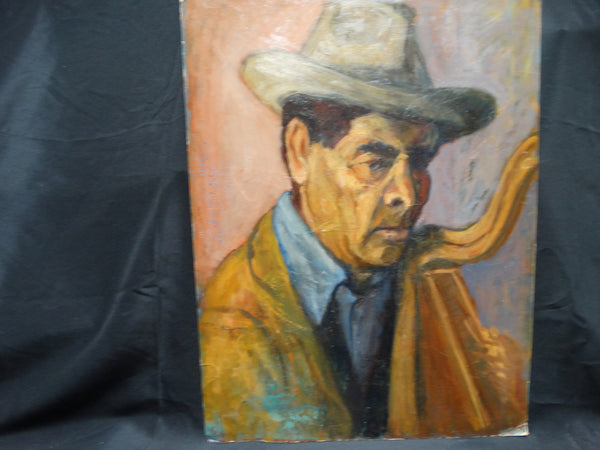 Ejnar Hansen Man In Hat with a Harp
