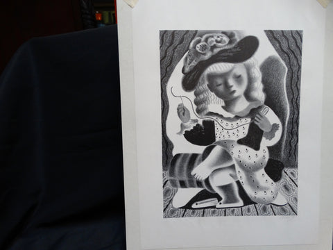 Nura: "Seraphine Sews" lithograph