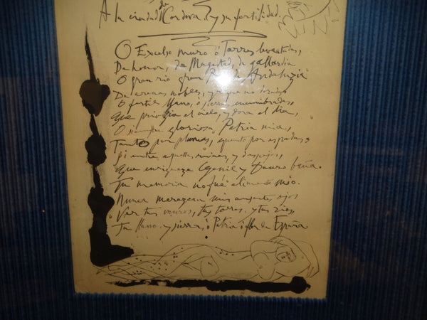 Pablo Picasso, Soneto Heroico Ink on Paper (framed) P2181