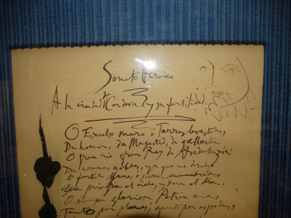 Pablo Picasso, Soneto Heroico Ink on Paper (framed) P2181