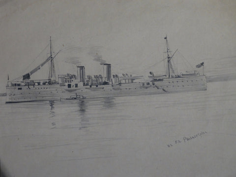 Charles Arthur Fries: pages from a San Diego sketch book, naval subjects and photographs P2247