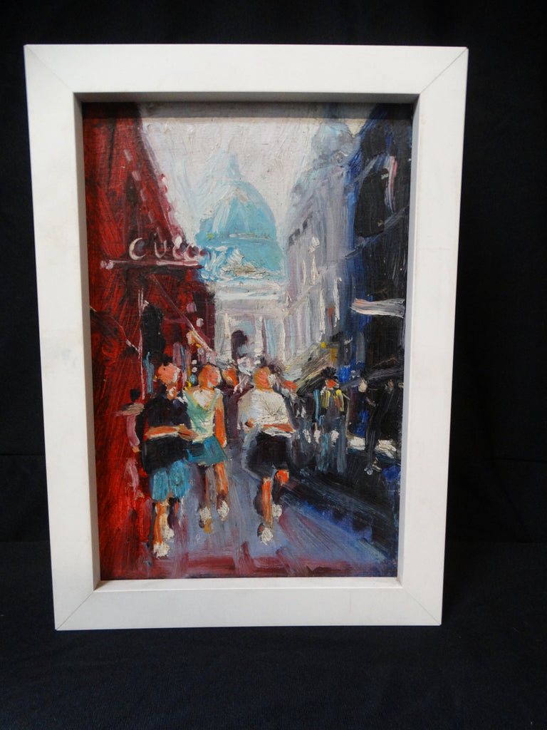 Street View, Tourists, St Paul's Cathedral, London -oil on board