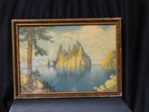 Louis Seybold: Landscape with Lake (print, Crater Lake, OR)