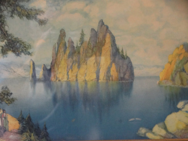 Louis Seybold: Landscape with Lake (print, Crater Lake, OR)