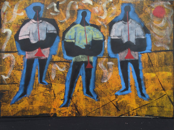 Francisco: Three Blue Men - oil on canvas P2357