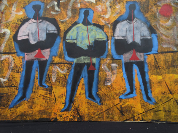 Francisco: Three Blue Men - oil on canvas P2357