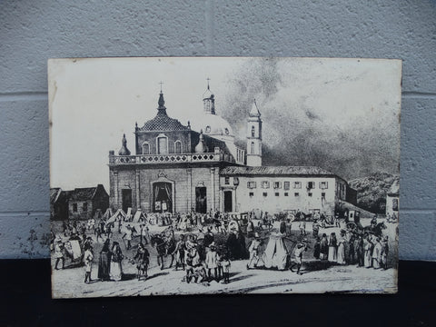 Transfer print on board of 19th Century Bahia - the Town Square -1960s