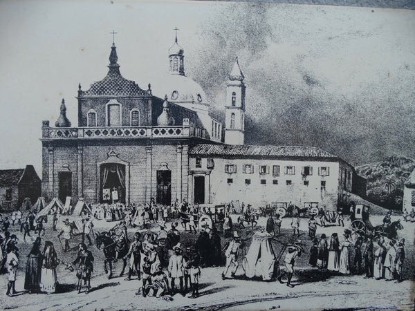 Transfer print on board of 19th Century Bahia - the Town Square -1960s