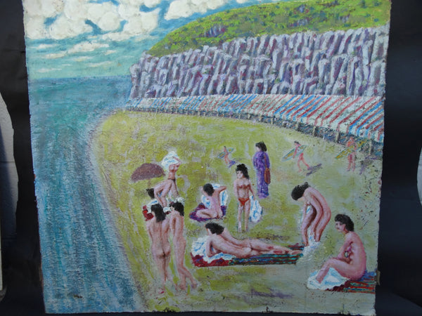 Oil on Board Nudes on The Beach at the Cliffs