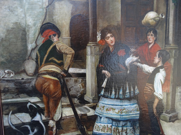 Spanish Revival Genre Oil Painting c 1890