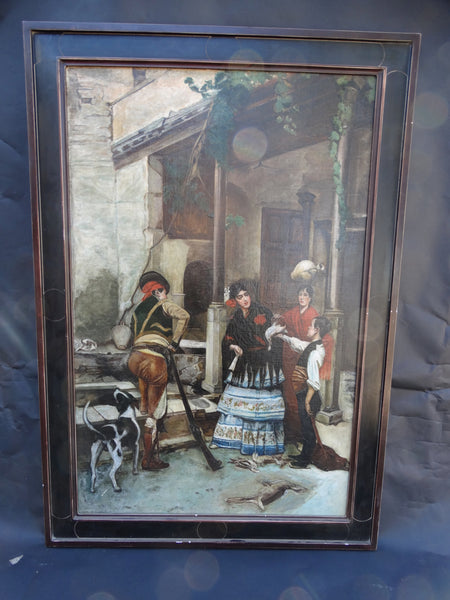 Spanish Revival Genre Oil Painting c 1890