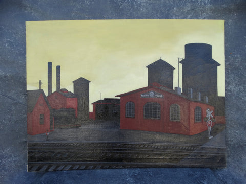 Marion Kramer - Southern Pacific Roundhouse Oakland California - Oil on Canvas