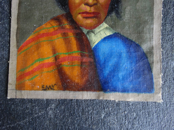 Portrait Of A Peasant Woman in a Red Sombrero signed CMV c 1930s P2572