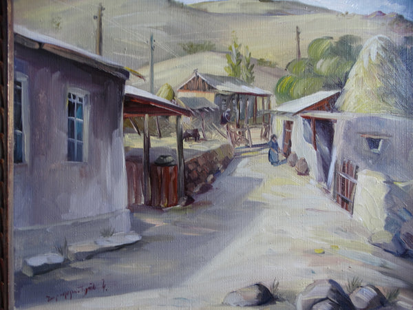 Mexican Village Scene - Oil on Canvas - c 1958