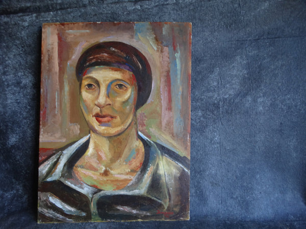 Head of a Woman Oil On Board Signed Thompson 1948 P2582