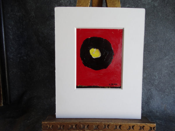 Conrad Buff Yellow Black Red Abstract Oil on Board P2585