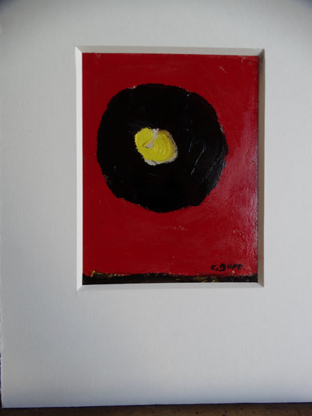 Conrad Buff Yellow Black Red Abstract Oil on Board P2585