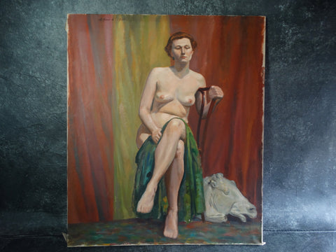 Aaron. Hanin - Seated Female Nude with Classical Greek Plaster Horse's Head 1949 P2600