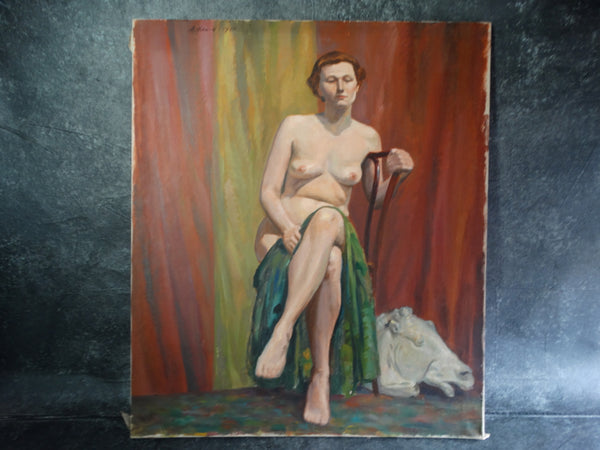 Aaron. Hanin - Seated Female Nude with Classical Greek Plaster Horse's Head 1949 P2600