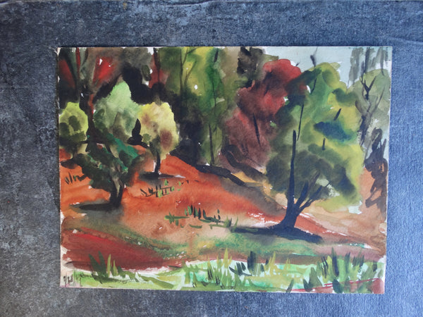 Jae Carmichael - Hillside and Trees - Watercolor c 1947 P2609