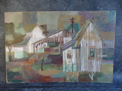 Jae Carmichael - Barn Study Capistrano - Modernist Watercolor c 1960 - P2612