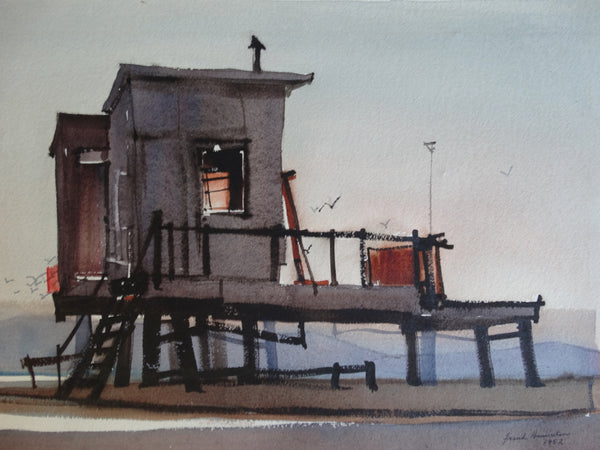 Frank Moss Hamilton - Clamdiggers' Hut, Balboa, California 1952 - Watercolor P2628