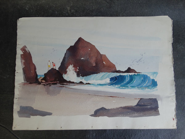 Frank Moss Hamilton - California Coastline - 1952 Watercolor P2631