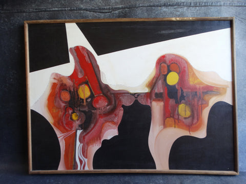 Taogaea (Eddie Powell) Large Abstract with lyrics by Robert Zimmerman (Bob Dylan) 1972 Oil on Canvas P2642