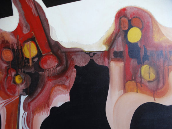 Taogaea (Eddie Powell) Large Abstract with lyrics by Robert Zimmerman (Bob Dylan) 1972 Oil on Canvas P2642