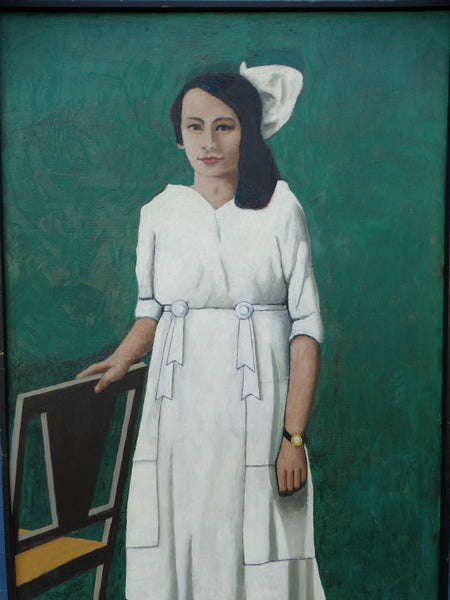 Meyer Greenberg - Portrait of a Young Woman In White - 1976 - Oil on Canvas P2690