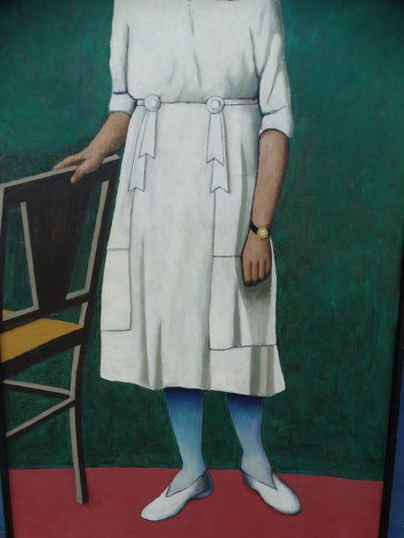 Meyer Greenberg - Portrait of a Young Woman In White - 1976 - Oil on Canvas P2690